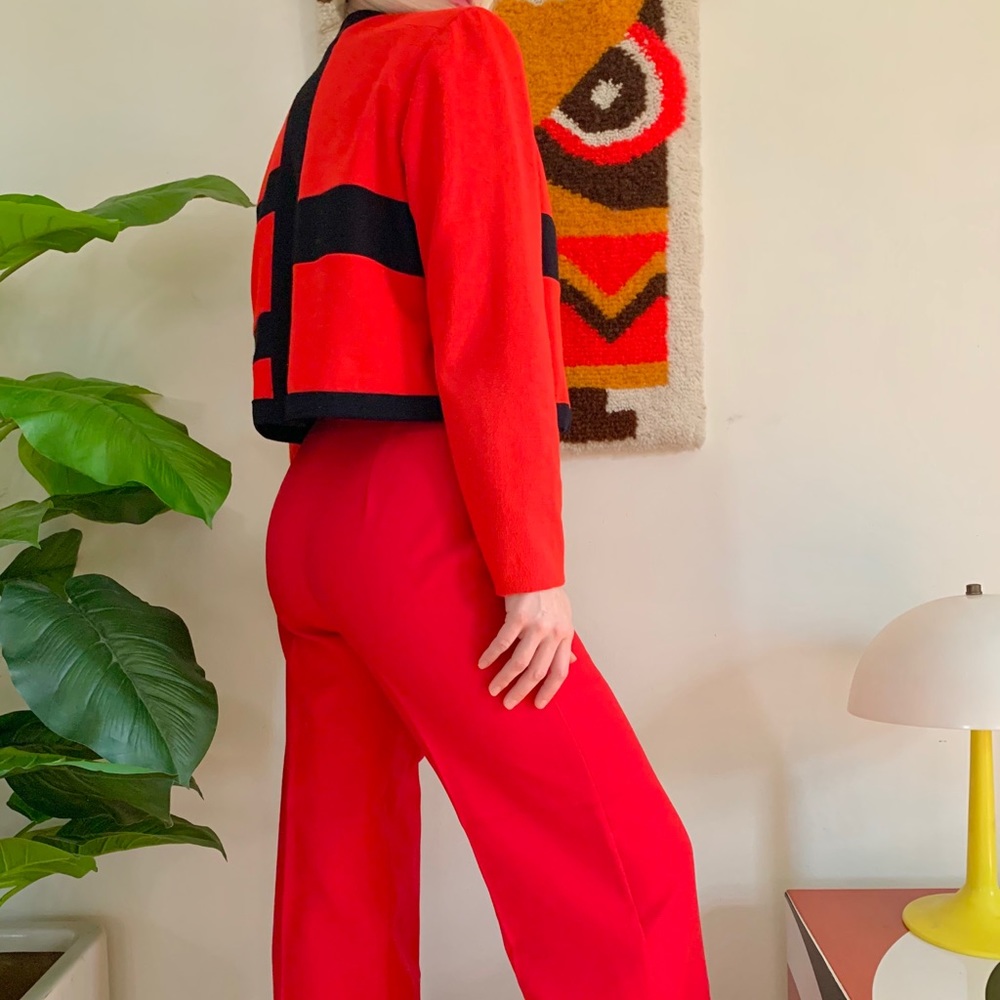 Mod 1960s color block cropped wool jacket S/M - Picture 4 of 6